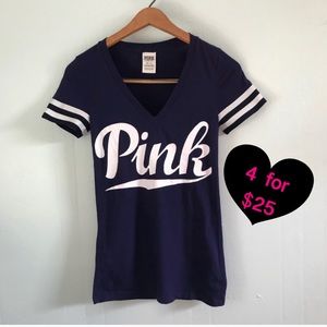 VS PINK PURPLE V NECK TOP SIZE XS